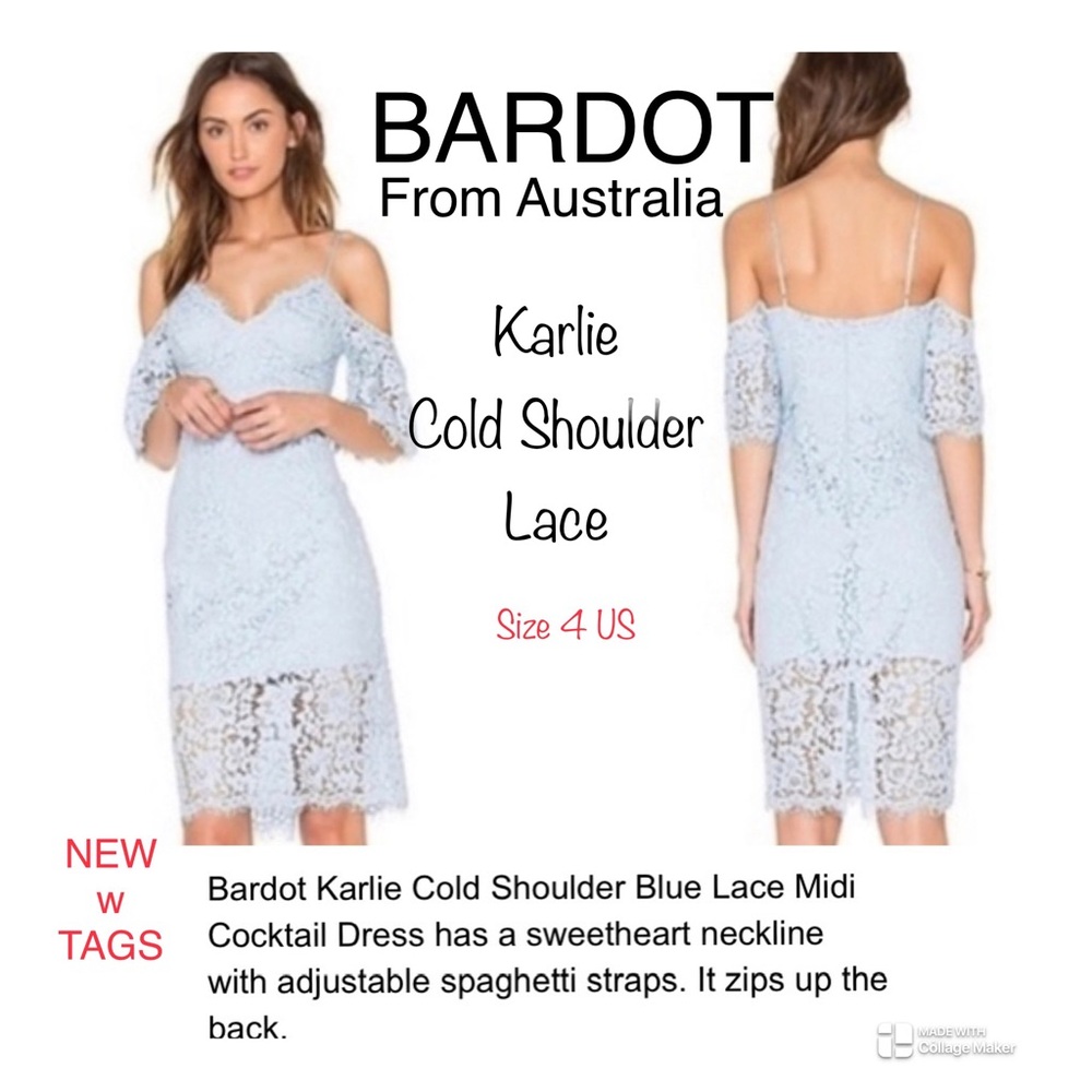 NWT ❤️ BARDOT - Lace - Cold 🥶 Shoulder & spaghetti strap, from Australia 🇦🇺
